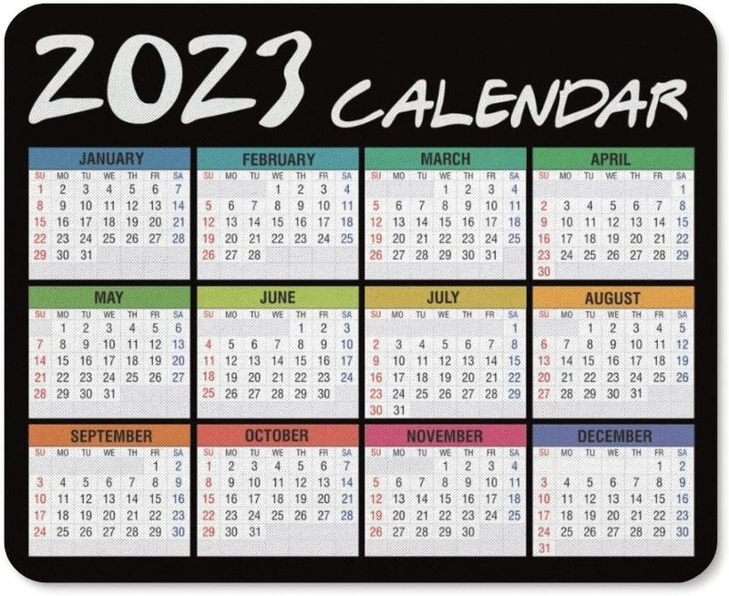 Photo 1 of 2023 Calendar HD Font Mouse pad, Non-Slip Personalized Rectangular Black Background, Size: 9.5 x 7.6 inches