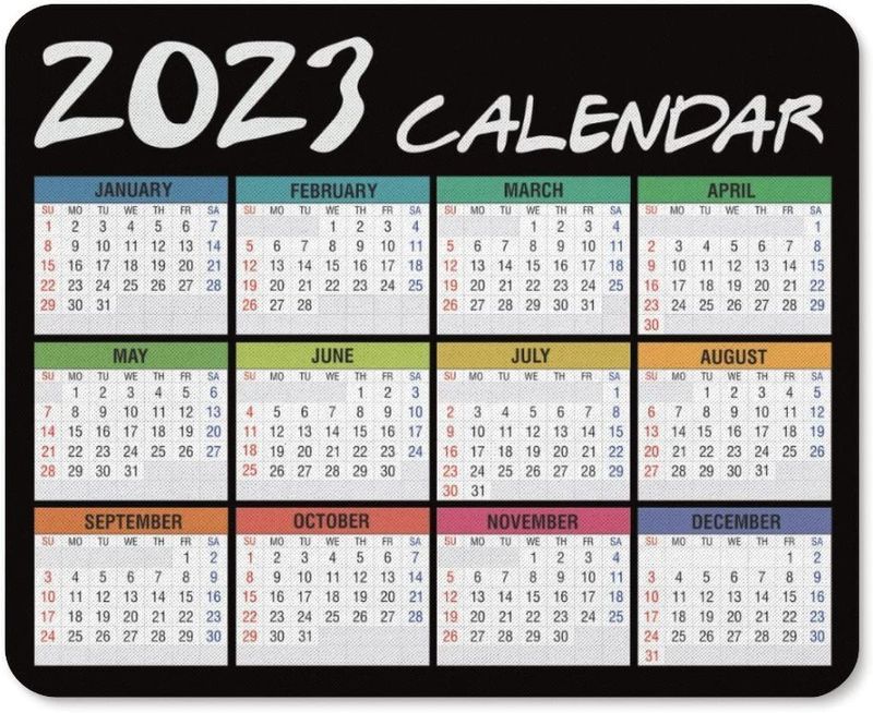 Photo 1 of 2023 Calendar HD Font Mouse pad, Non-Slip Personalized Rectangular Black Background, Size: 9.5 x 7.6 inches
