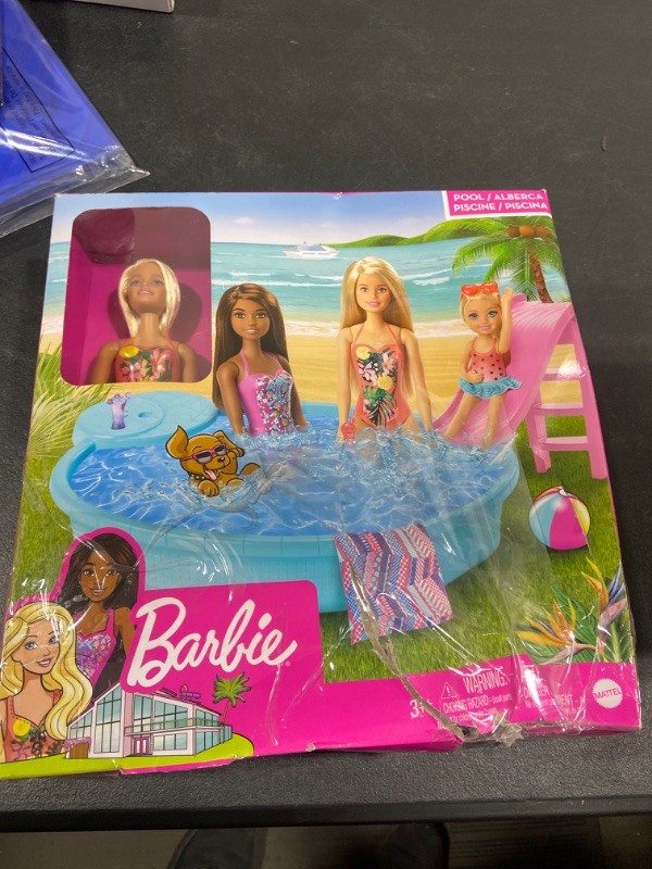 Photo 2 of ?Barbie Doll, 11.5-Inch Blonde, and Pool Playset with Slide and Accessories, Gift for 3 to 7 Year Olds