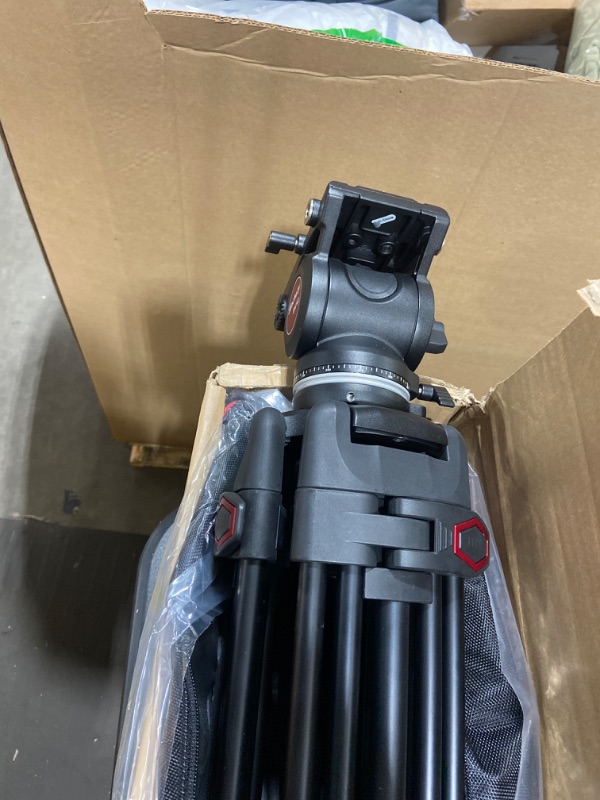 Photo 1 of Professional Video Tripod 72 Inch Heavy Duty, 360 Degree Fluid Head and 2-Section Handles, Max Load 26.5 pounds for DSLR Cameras and Camcorders