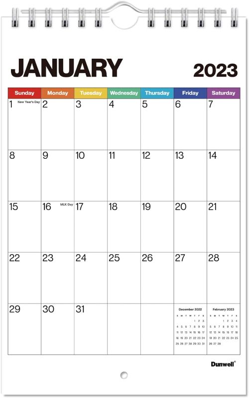 Photo 1 of Pack of 2 - Dunwell Mini Wall Calendar 2023 - (5.5x8.5, Colorful), Use to Dec 2023, Small Notepad Calendar, Little Calendar for Locker, Bulletin Board, Wall, or Desk 