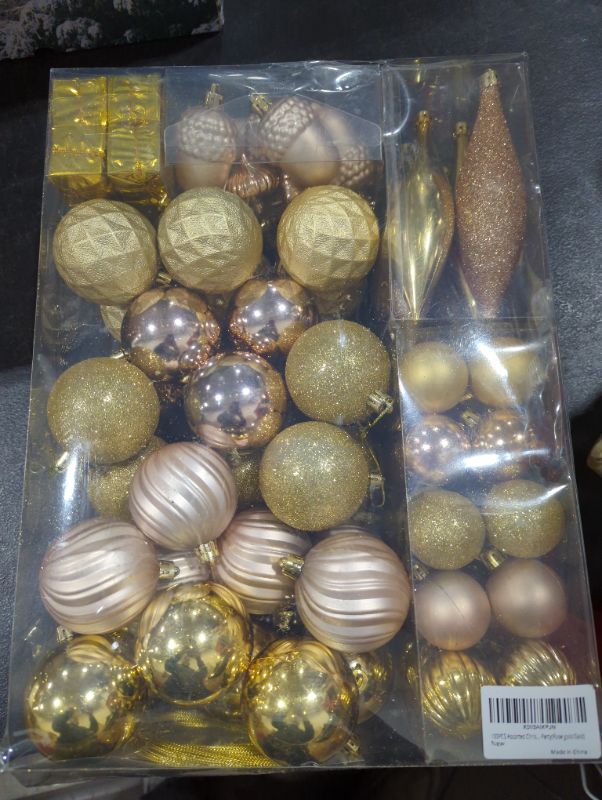 Photo 1 of 100pc Christmas ornaments, gold