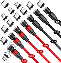 Photo 1 of Magnetic Charging Cable, 540° Rotating Magnetic Phone Charger [6-Pack, 3ft/3ft/3ft/6ft/6ft/10ft] 3 in 1 Magnetic Charger Cable Nylon Braided Magnetic USB Cable for iPhone/Micro USB/Type C Device-Red https://a.co/d/9Gq2jl0