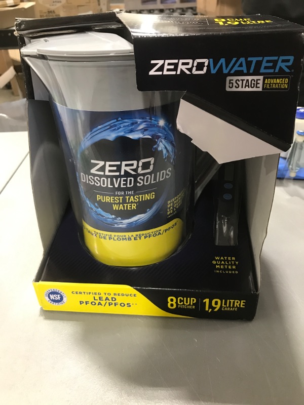 Photo 1 of ZeroWater 8-Cup Round Water Filter Pitcher - NSF Certified 0 TDS Water Filter to Remove Lead, Heavy Metals, PFOA/PFOS, Improve Tap Water Taste 8-Cup Pitcher