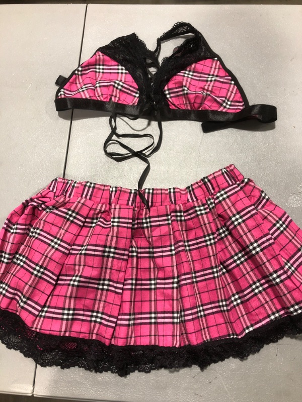 Photo 1 of AvidLove Pink Plaid Skirt and Bra Unknown Size
