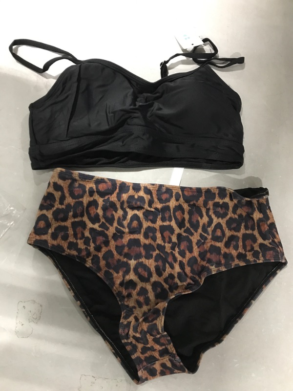 Photo 2 of Beachsissi Women Bikini High Waist Leopard Print Strappy Back 2 Piece Bating Suits Medium