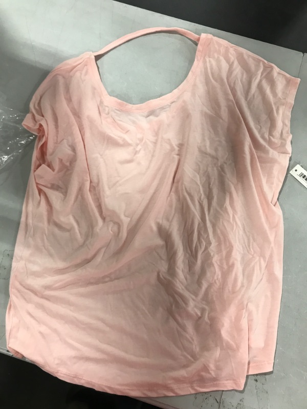 Photo 2 of Amazon Essentials Women's Studio Relaxed-Fit Open-Back Short-Sleeve T-Shirt Large Light Pink