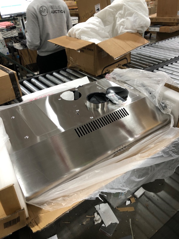 Photo 1 of COSMO COS-5MU36 Under Cabinet Range Hood Ductless Convertible Duct, Slim Kitchen Stove Vent with, 3 Speed Exhaust Fan, Reusable Filter and LED Lights in Stainless Steel (36 inch)