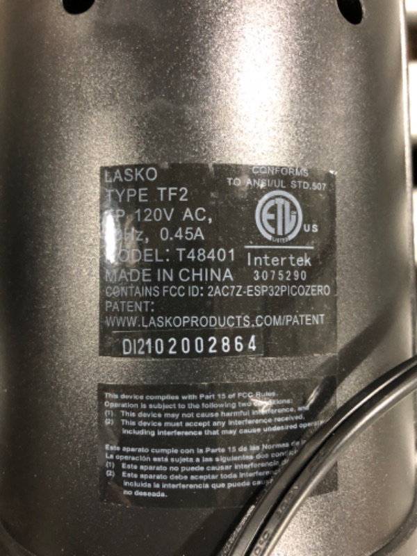 Photo 3 of Lasko Compatible with Alexa Oscillating Tower Fan