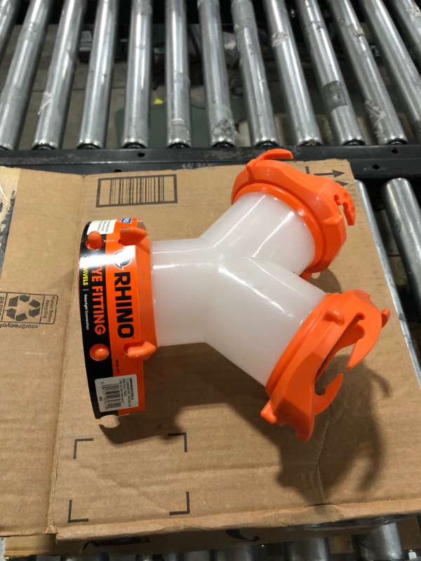 Photo 2 of Camco RhinoFLEX RV Wye Sewer Hose Fitting with 360 Degree Swivel Ends | Allows for Two Sewer Hoses to Connect to the Same Dump Station | Ideal for Motorhomes with Separate Holding Tank Valves (39812) Wye Fitting