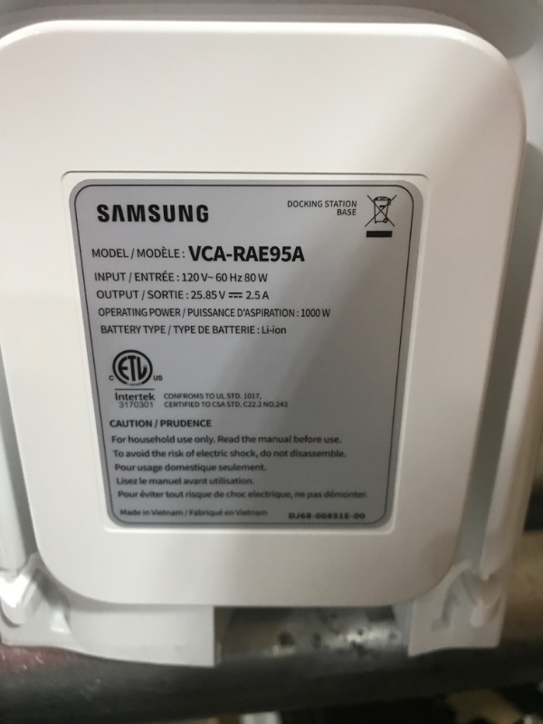 Photo 1 of SAMSUNG Jet Bot AI+ Robot Vacuum Cleaner w/ Object Recognition, Intelligent Cleaning, Clean Station, 5-Layer Filter, Touchless Dust Removal for Hardwood Floors, Carpets, VR50T95735W, White