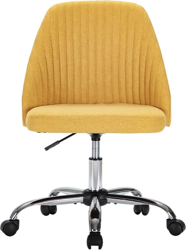 Photo 1 of Home Office Chair, Mid-Back Armless Twill Fabric Adjustable Swivel Task Chair for Small Space, Living Room, Make-up, Studying
