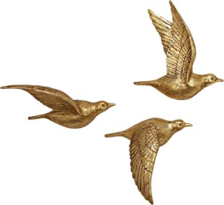 Photo 1 of  Deco 79 Resin Bird Metallic 3D Sculpted Floating Wall Decor, Set of 3 10",10",10"H, Gold 