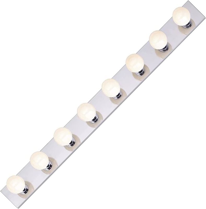 Photo 1 of  Dysmio Lighting Eight Light Vanity Strip - Hollywood Style Mirror Fixture with Chrome Plates �– Salon-Grade Accessories for Bedroom, Bathroom, Dressing Room, Makeup Studio - 48 x 4.25 Inches 