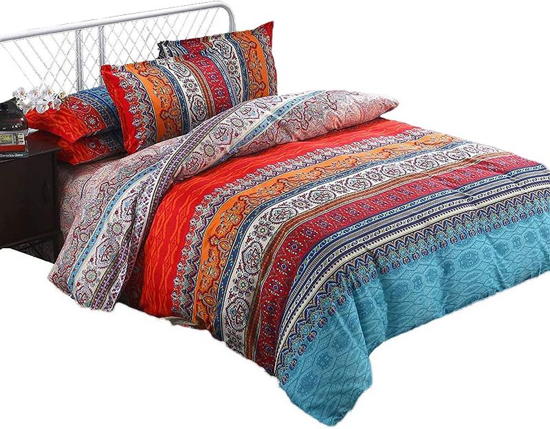 Photo 1 of  SFJ-CA Bohemian Comforter Cover Sets Twin Size Hippie Indian Bedding Soft Boho Duvet Cover Soft Vintage Quilt Cover, 1 Duvet Cover + 1 Pillowcase 