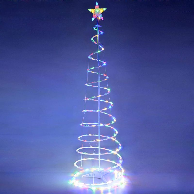 Photo 1 of 6 ft Clear LED Lighted Spiral Christmas Tree Multi-Color
