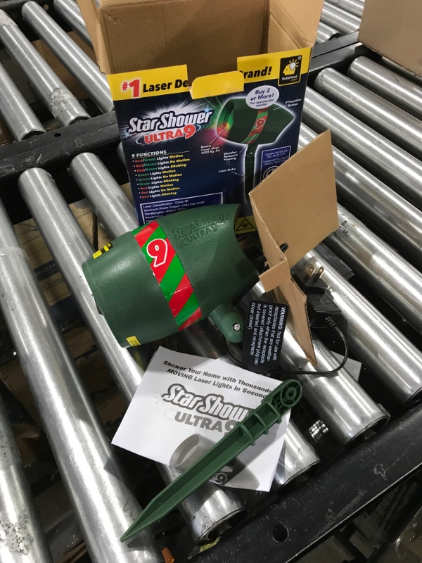 Photo 1 of NEW 2022 Star Shower Ultra 9 AS-SEEN-ON-TV with 9 enhanced modes for SPECTACULAR Outdoor Holiday Laser Lighting with Thousands of Lights covering 3200 square feet, Green, 8.5 In
