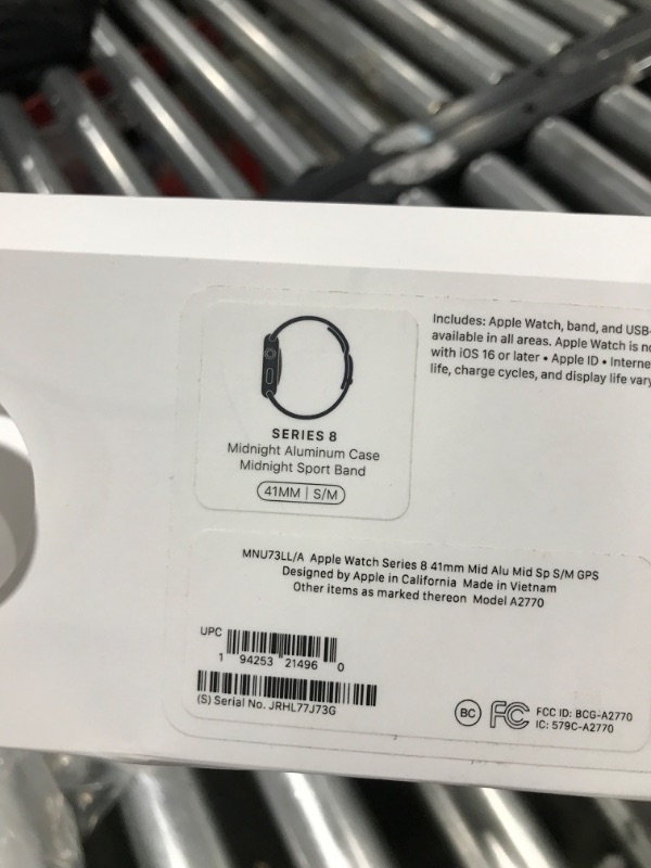 Photo 5 of Apple Watch Series 8 [GPS 41mm] Smart Watch w/Midnight Aluminum Case with Midnight Sport Band - S/M. Fitness Tracker, Blood Oxygen & ECG Apps, Always-On Retina Display, Water Resistant 41mm S/M - fits 130–180mm wrists 41mm Midnight Aluminium Case w Midnig