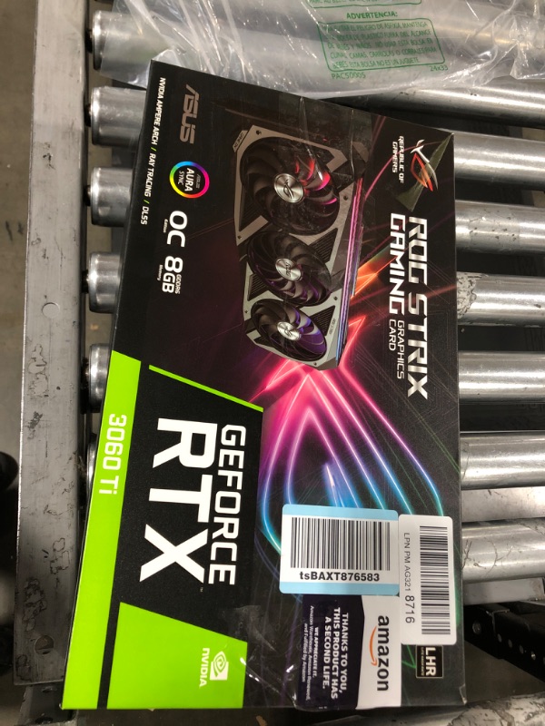 Photo 3 of ASUS ROG Strix NVIDIA GeForce RTX 3060 Ti V2 OC Edition Gaming Graphics Card (PCIe 4.0, 8GB GDDR6, LHR, HDMI 2.1, DisplayPort 1.4a, Axial-tech Fan Design, 2.9-slot, Super Alloy Power II, GPU Tweak II) Graphic Card