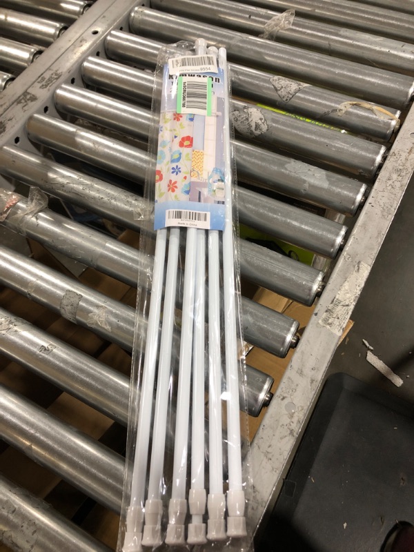 Photo 1 of 6 Pack Spring Tension Curtain Rod Adjustable Length for Kitchen, Bathroom, Cupboard, Wardrobe, Window, Bookshelf DIY Projects White 28" to 48"- 6 Pack
