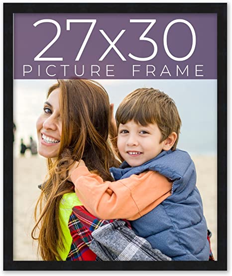 Photo 1 of 12x17 Frame Black Real Wood Picture Frame Width 0.75 Inches | Interior Frame Depth 0.5 Inches | Black Mid Century Photo Frame Complete with UV Acrylic, Foam Board Backing & Hanging Hardware