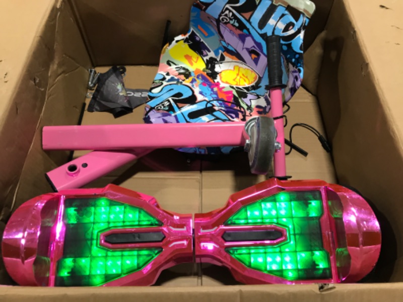 Photo 2 of EVERCROSS Hoverboard, 6.5'' Hover Board with Seat Attachment, Self Balancing Scooter with APP, Bluetooth Hoverboards for Kids & Adults Rose+Kart Pink