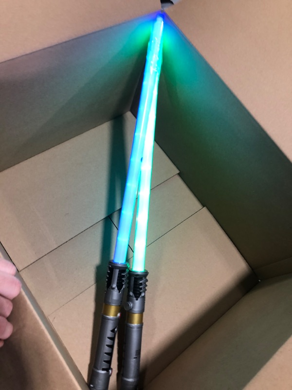 Photo 2 of 2-in-1 LED Light Up Swords Set FX Double Bladed Dual Sabers with Motion Sensitive Sound Effects (2 Pack)