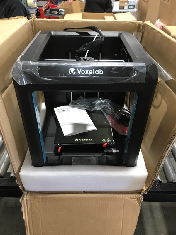 Photo 2 of Voxelab Aries 3D Pinter, Dual Z-axis Rails & Fully Assembled Semi-auto Leveling FDM Printer with Filament Sensor, Carborundum Glass Platform, Printing Size 200 x200 x 200 mm