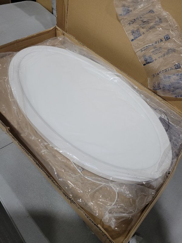 Photo 2 of 32 Inch Oval LED Flat Panel Light, White, 38W, 3800lm, 3000K/4000K/5000K CCT Selectable, 120°Beam Angle, Dimmable Edge-Lit Flush Mount Ceiling Light Fixture - ETL Listed 32 inch White.1