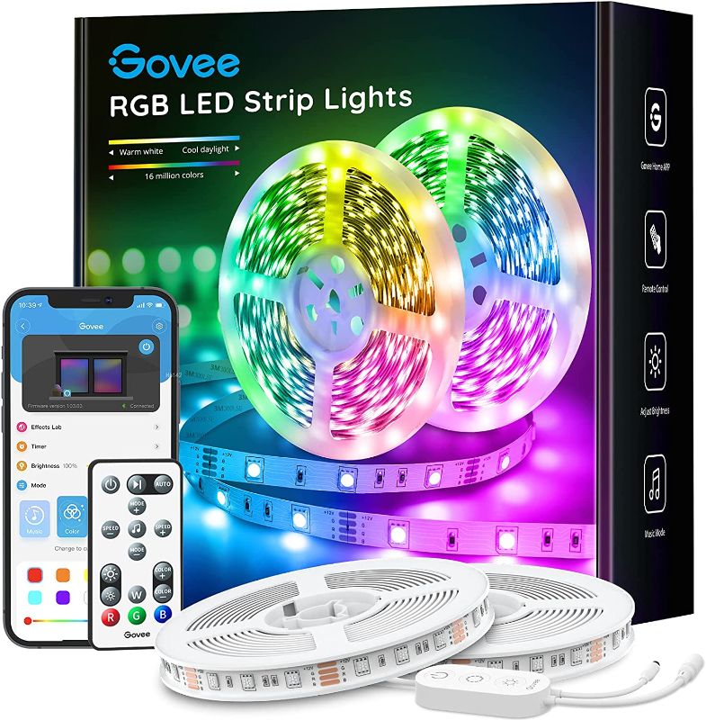 Photo 1 of Govee Smart LED Strip Lights, 32.8ft WiFi LED Light Strip with App and Remote Control, Works with Alexa and Google Assistant, Music Sync Lights for Bedroom, Kitchen, TV, Party ( 2 Rolls of 16.4ft)