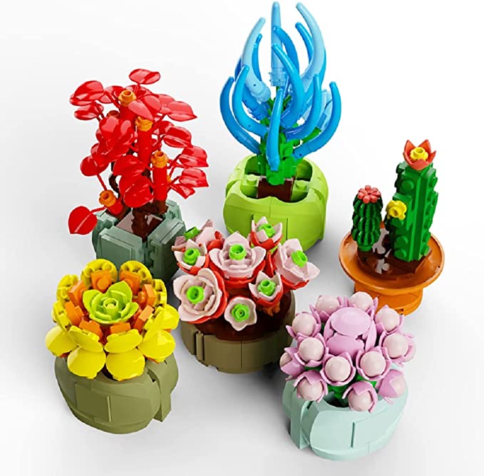 Photo 1 of Christoy Mini Succulents Surprise Box Toys DIY Simulation Mini Particle Flower Botanical Collection Construction Building Blocks Toy Sets Random Gifts for Kids Friends Family (2PCS) 