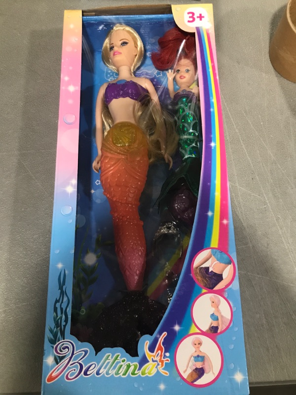 Photo 2 of BETTINA Mermaid Princess Doll with Little Mermaid Doll & Accessories, Mermaid Toys Princess Birthday Gifts, Girls Toys Aged 3 4 5 6 7 Years Olds, Yellow