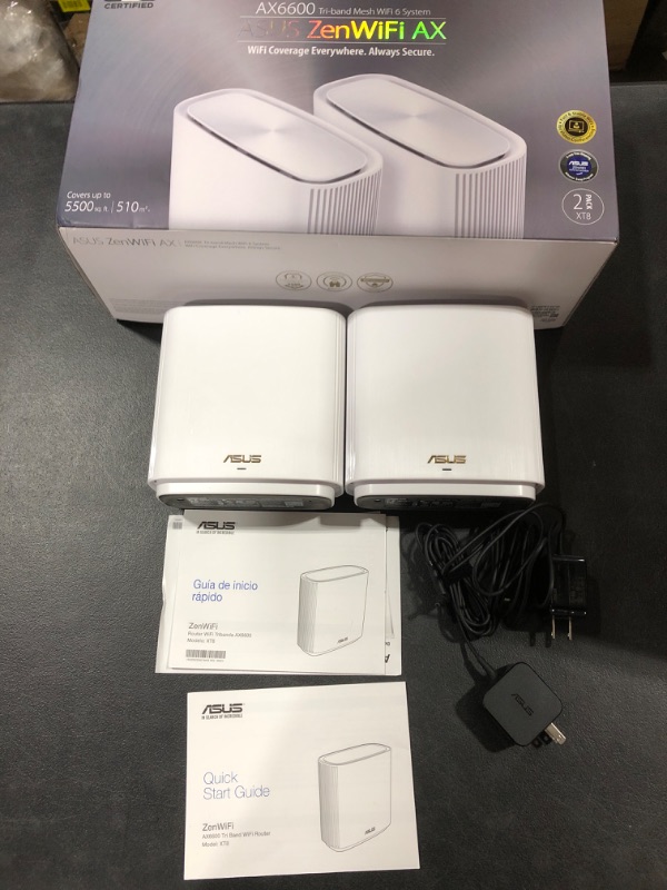 Photo 2 of ASUS ZenWiFi AX6600 Tri-Band Mesh WiFi 6 System (XT8 2PK) - Whole Home Coverage up to 5500 sq.ft & 6+ rooms, AiMesh, Included Lifetime Internet Security, Easy Setup, 3 SSID, Parental Control, White AX6600 | Tri-Band | 2PKs