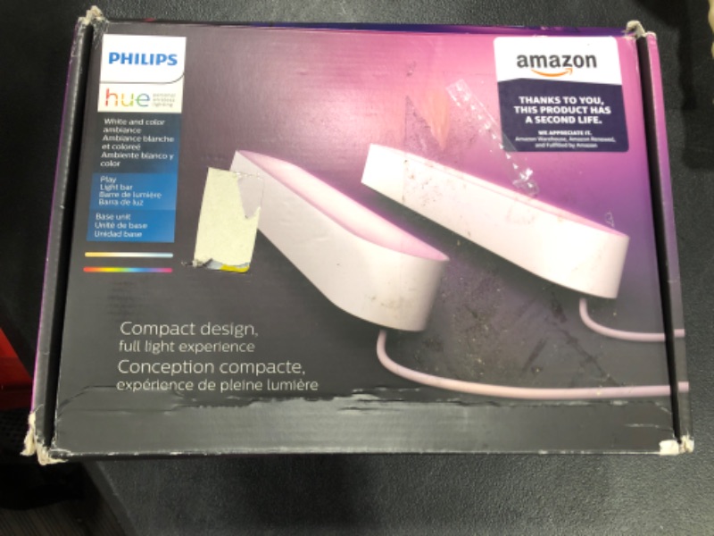 Photo 2 of Philips Hue White and Color Ambiance Play Lightbar double pack, dimmable, up to 16 million colors, controllable via app, compatible with Amazon Alexa, white / black [Energy Class G]
