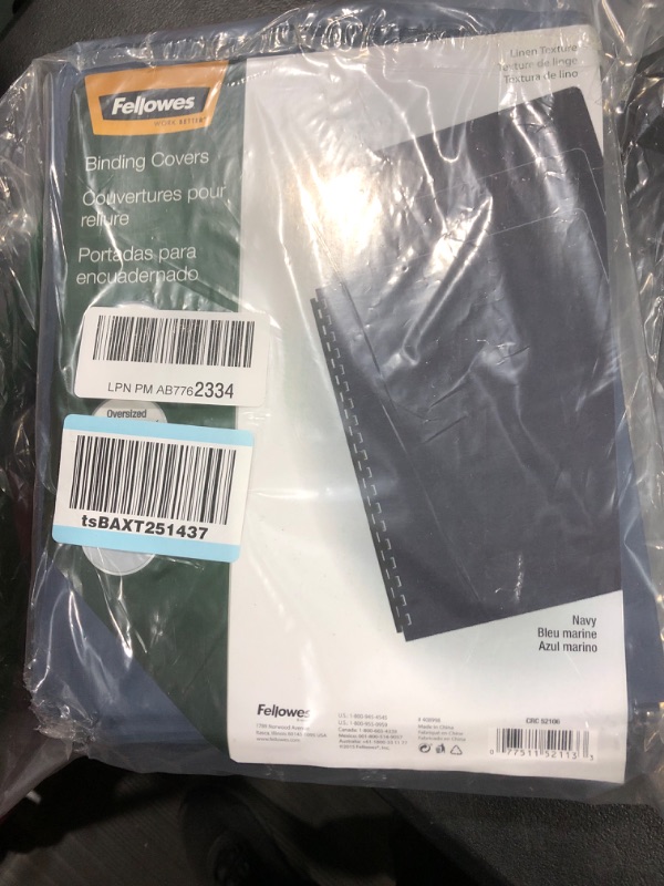 Photo 2 of Fellowes Linen Presentation Covers, Letter, Navy, 200 pack (52098)