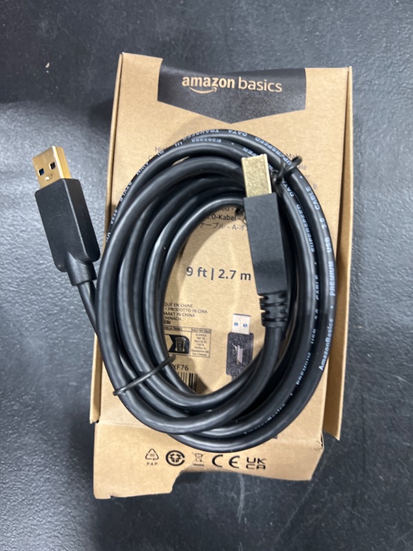 Photo 2 of Amazon Basics High Speed USB 3.0 Cable - A-Male to B-Male - 9 Feet (2.7 Meters) 9 Feet 1-Pack Standard Packaging