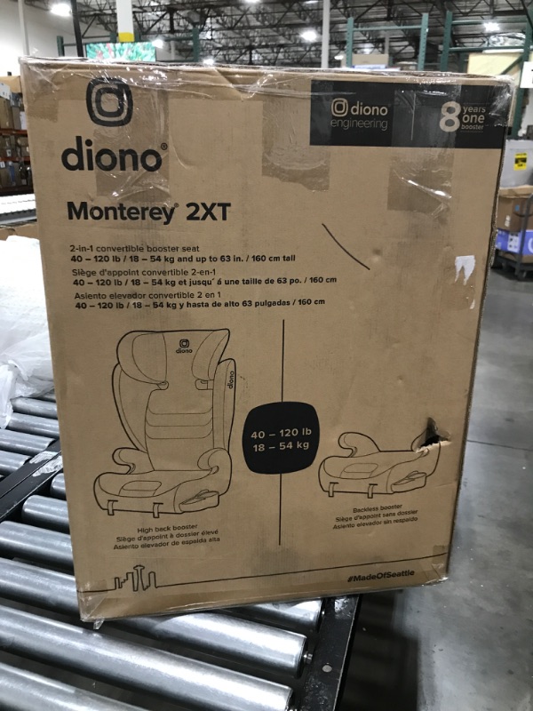 Photo 5 of Diono Monterey 2XT Latch 2 in 1 High Back Booster Car Seat with Expandable Height & Width, Side Impact Protection, 8 Years 1 Booster, Blue 2XT Blue---BOX DAMAGE