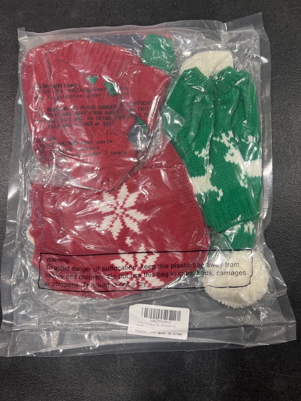 Photo 1 of 3 Sets Christmas 18 Inch Doll Clothes Christmas Doll Outfit Accessories Winter Doll Outfits Including Green Elk, Red Christmas Tree, Snowflake Sweaters Trousers Hats Gloves and Scarfs