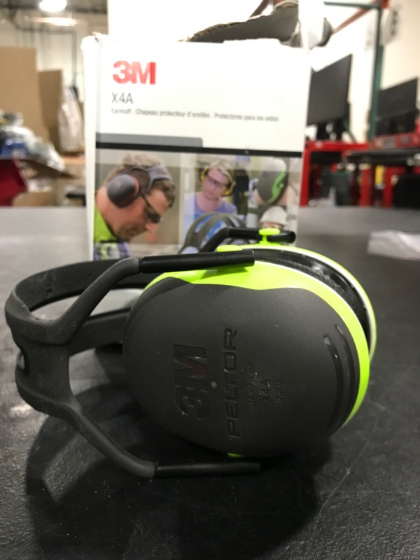 Photo 3 of 3M Peltor X4A Over-the-Head Ear Muffs, Noise Protection, NRR 27 dB, Construction, Manufacturing, Maintenance, Automotive, Woodworking, Heavy Engineering, Mining Chartreuse Nrr 27 Db Ear Muffs