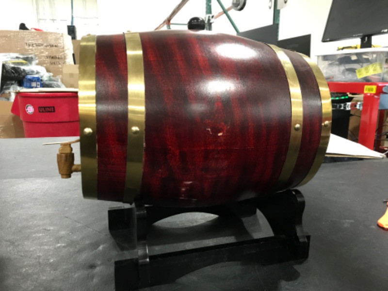 Photo 2 of 10L Whiskey Barrel Dispenser Oak Aging Barrels Home Whiskey Barrel Decanter for Wine, Spirits, Beer, and Liquor (Retro Color)