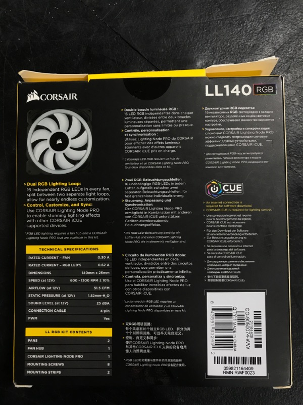 Photo 3 of LL Series 140mm Case Cooling Fan Kit with RGB lighting
