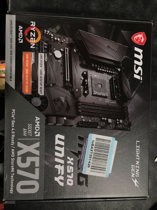 Photo 2 of MSI Meg X570 Unify (AMD AM4, DDR4, PCIe 4.0, SATA 6GB/s, M.2, USB 3.2 Gen 2, Ax Wi-Fi 6, Bluetooth 5, ATX)