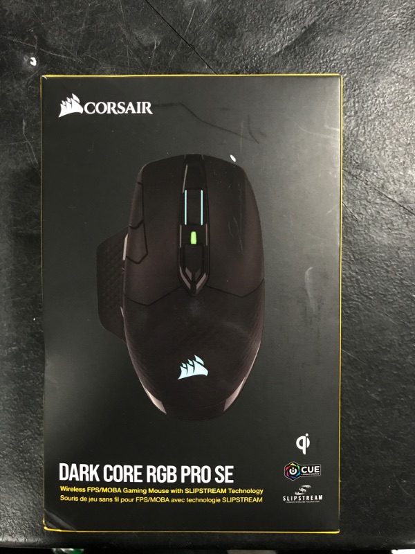 Photo 2 of Corsair Dark Core RGB Pro SE, FPS/MOBA Gaming Mouse with SLIPSTREAM Technology, Black, Backlit RGB LED, 18000 DPI, Optical, Qi wireless charging certified Qi Wireless Charging Gaming Mouse