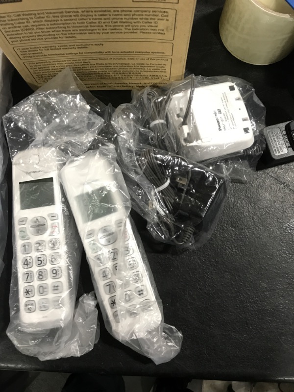 Photo 2 of Panasonic DECT 6.0 Expandable Cordless Phone with Answering Machine and Smart Call Block - 2 Cordless Handsets - KX-TGD632W (White/Silver) 2 Handsets
