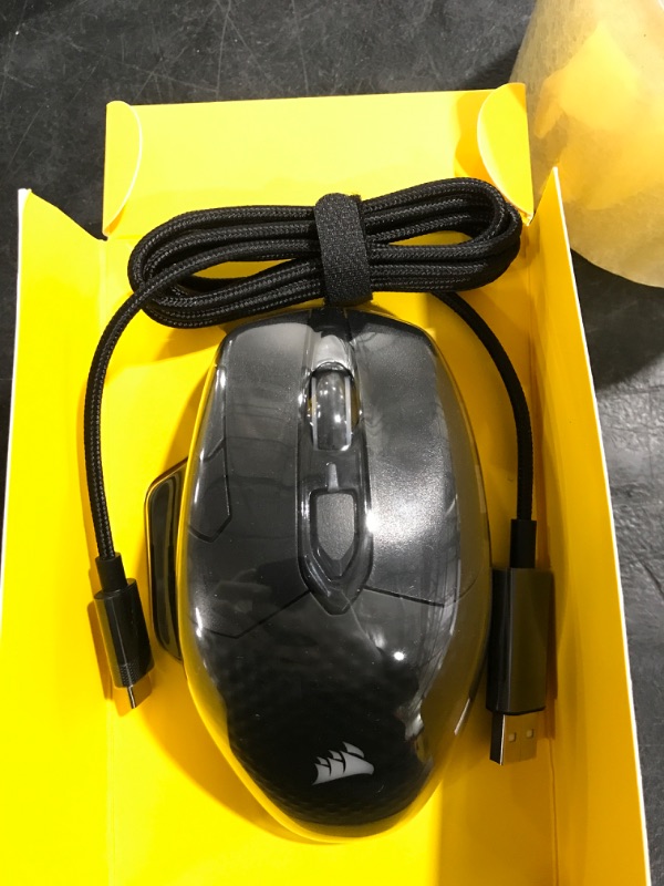 Photo 2 of Corsair Dark Core RGB Pro, Wireless FPS/MOBA Gaming Mouse with SLIPSTREAM Technology, Black, Backlit RGB LED, 18000 DPI, Optical,CH-9315411-NA Standard Charging Gaming Mouse