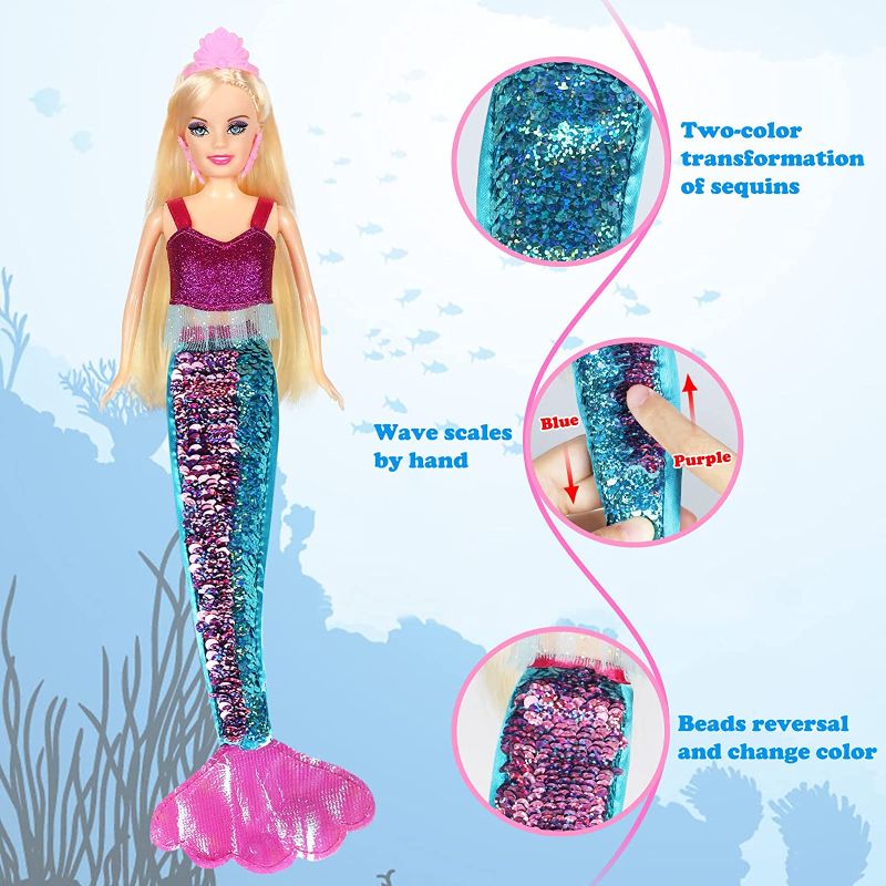 Photo 1 of BETTINA Reversible Princess Mermaid Doll & Little Mermaid Gift Pack with Doll Accessories, Mermaid Toys with Color Changeable Tail, Princess Mermaid Gifts for Girls 3+ 