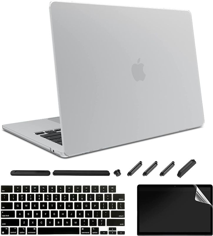 Photo 1 of AiGoZhe Compatible with MacBook Air 13.6 Case 2022 Release A2681 M2 Chip Liquid Retina Display,Plastic Shell & Keyboard Cover & Screen Protector & Dust Plug, Matte Clear