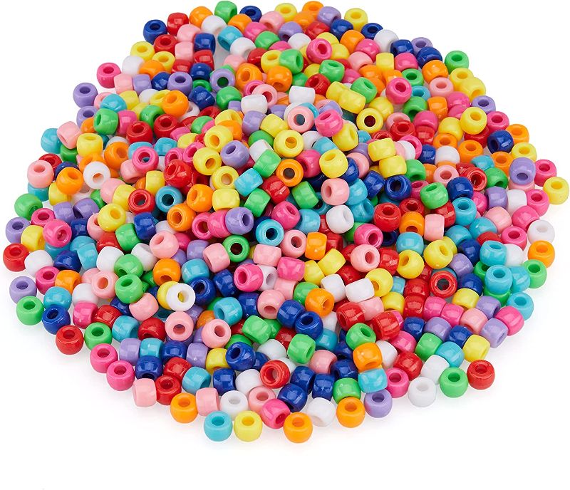 Photo 1 of 2PK - BULK PARADISE Pony Beads - 1000 Pcs Pony Beads Bulk - Multicolor 9mm Jewelry Beads - Round Beads for Hair Braiding, DIY Crafts, Kandi Jewelry and Key Chains - Plastic Beads for Teens to Adults 