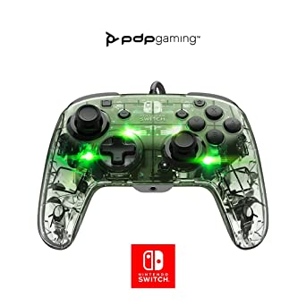 Photo 1 of Afterglow Deluxe+ LED Wired Gaming Controller - Licensed by Nintendo for Switch and OLED - RGB Hue Color Lights - See through Gamepad Controller - 3.5mm Jack - Dual Vibration - Paddle Buttons
