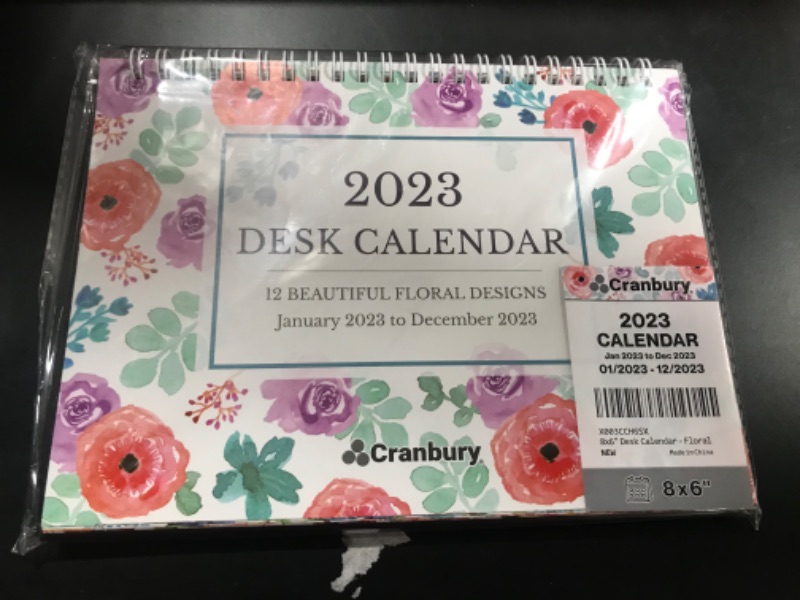 Photo 2 of CRANBURY Small Desk Calendar 2023 - (8x6, Floral), Standing Desk Calendar with Gorgeous Flower Designs, Easel Calendar, Stand Up Calendar with Stickers
